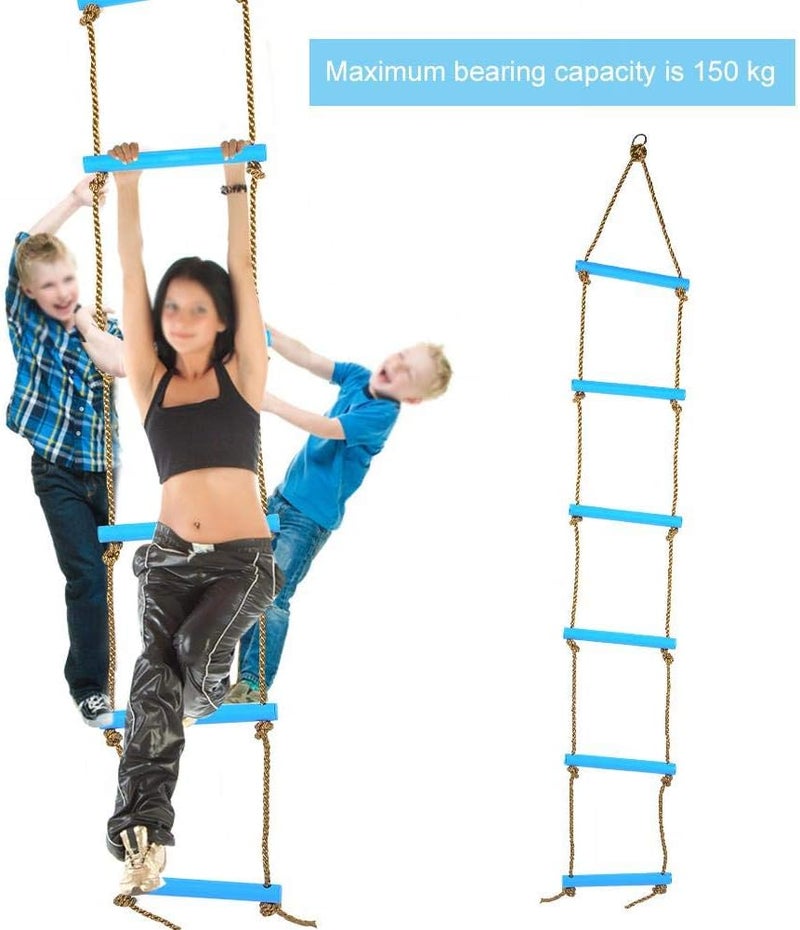 woobles 6.5 ft. Climbing Rope Ladder for Kids - Swing Set Accessories - Playground Hanging Ladder for Swing Set - Tree Ladder Toy for Boys Children, Climbing Ladder Toy Exercise Equipment(Blue) - Image 3